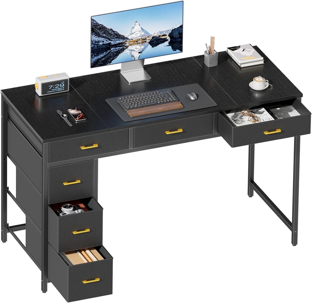 47" Computer Desk with 6 Drawers, Home Office Desk,Work Study Table