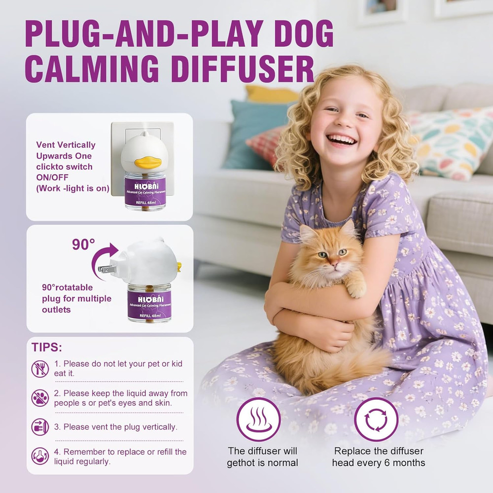 Cat Calming Diffuser – Dual Diffuser Kit with 2 X 30-Day Refills, Premium Cat Ph