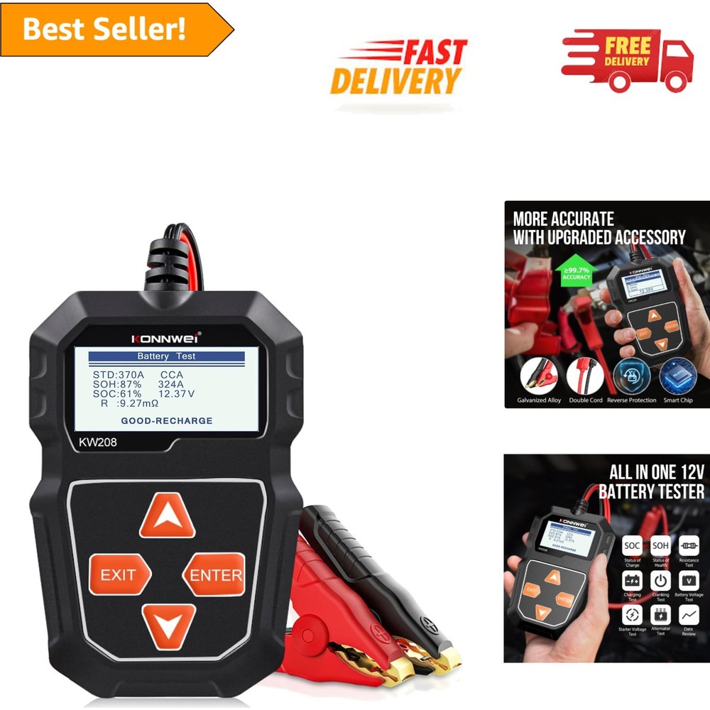 Portable 12V Battery Analyzer - Tests Cranking & Charging Systems with Ease