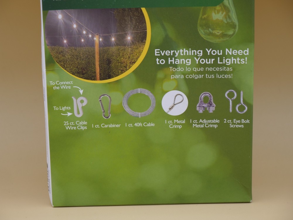 Patio Lights Up! Cable Wire Patio Light Kit- 40ft