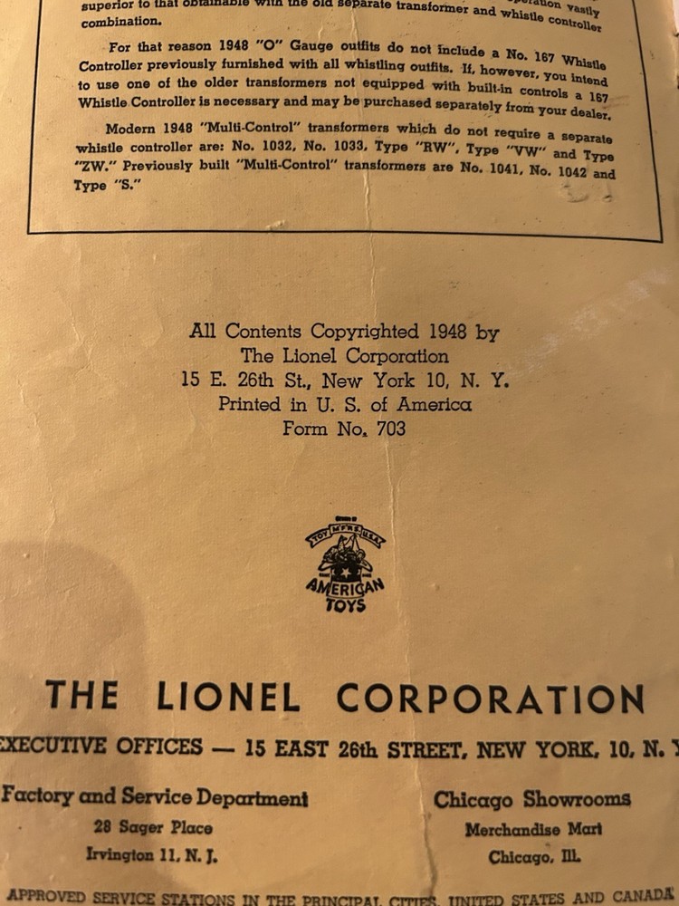 Instructions For Assembling and Operating Lionel Trains - 1948