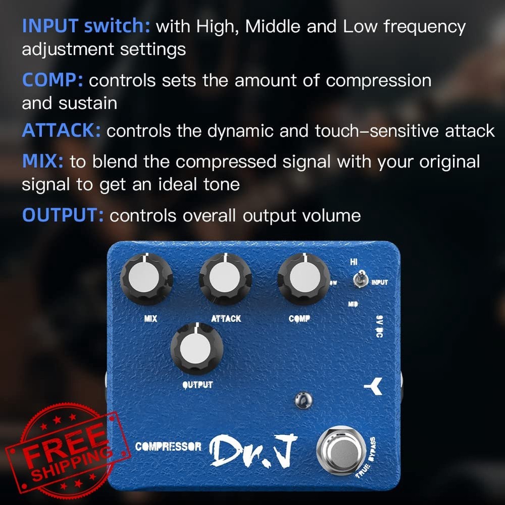 JOYO D55 Compressor Clean Boost 3 Band EQ Guitar Pedal
