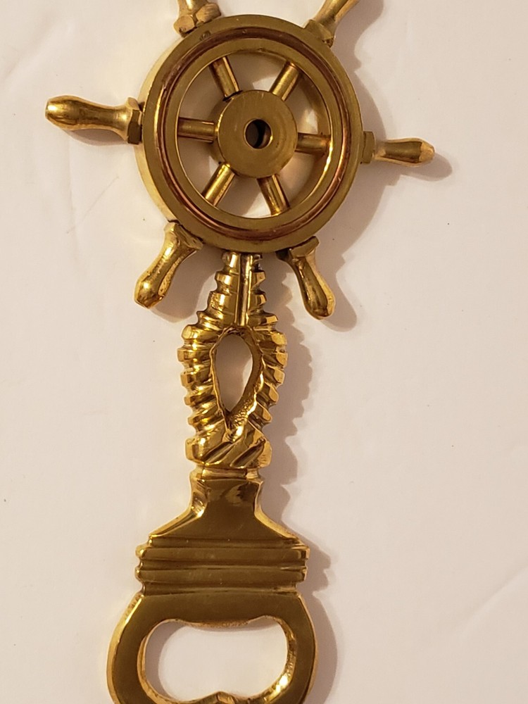 Solid Brass Maritime Bottle Opener 6" Inches Heavy VINTAGE