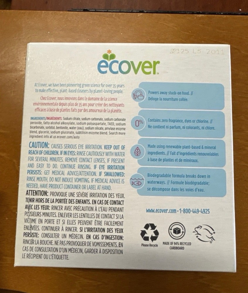 Ecover Automatic Dishwashing Tablets Zero, 25 Count, 17.6 Ounce