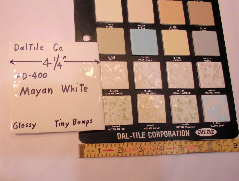 1 pc. Mayan White: Glossy Ceramic Tile by Daltile 4-1/4" Tiny Bumpy, Dimple NEW
