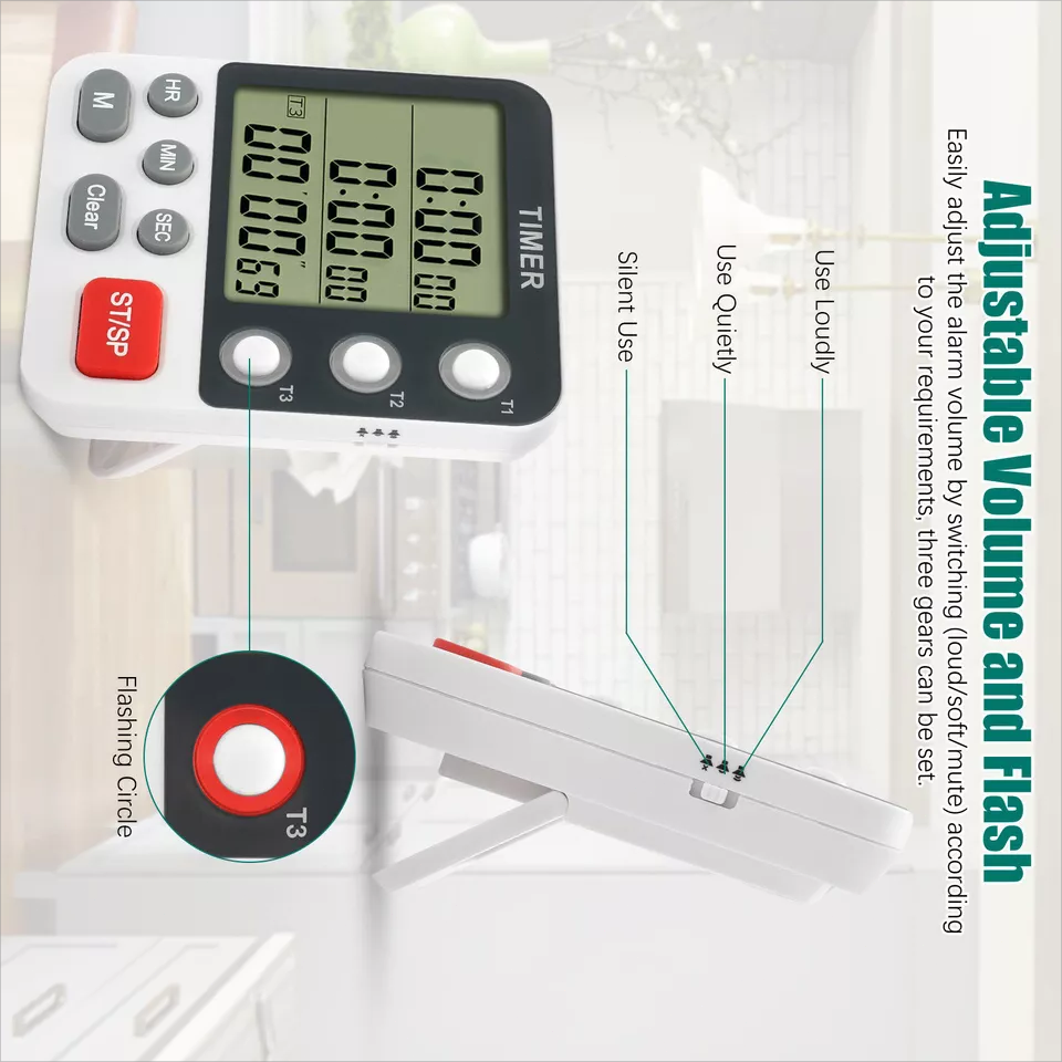 Large LCD Digital Kitchen Cooking Timer Count Down Up Clock Loud Alarm Magnetic