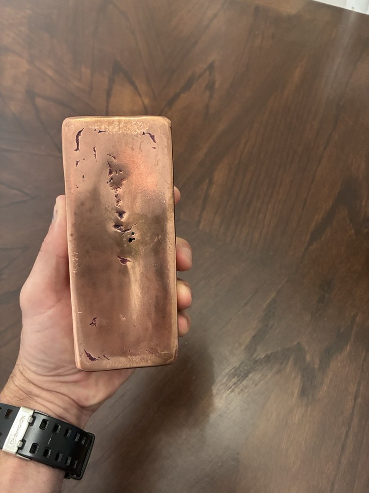 hand poured copper bar 107 Ounces
