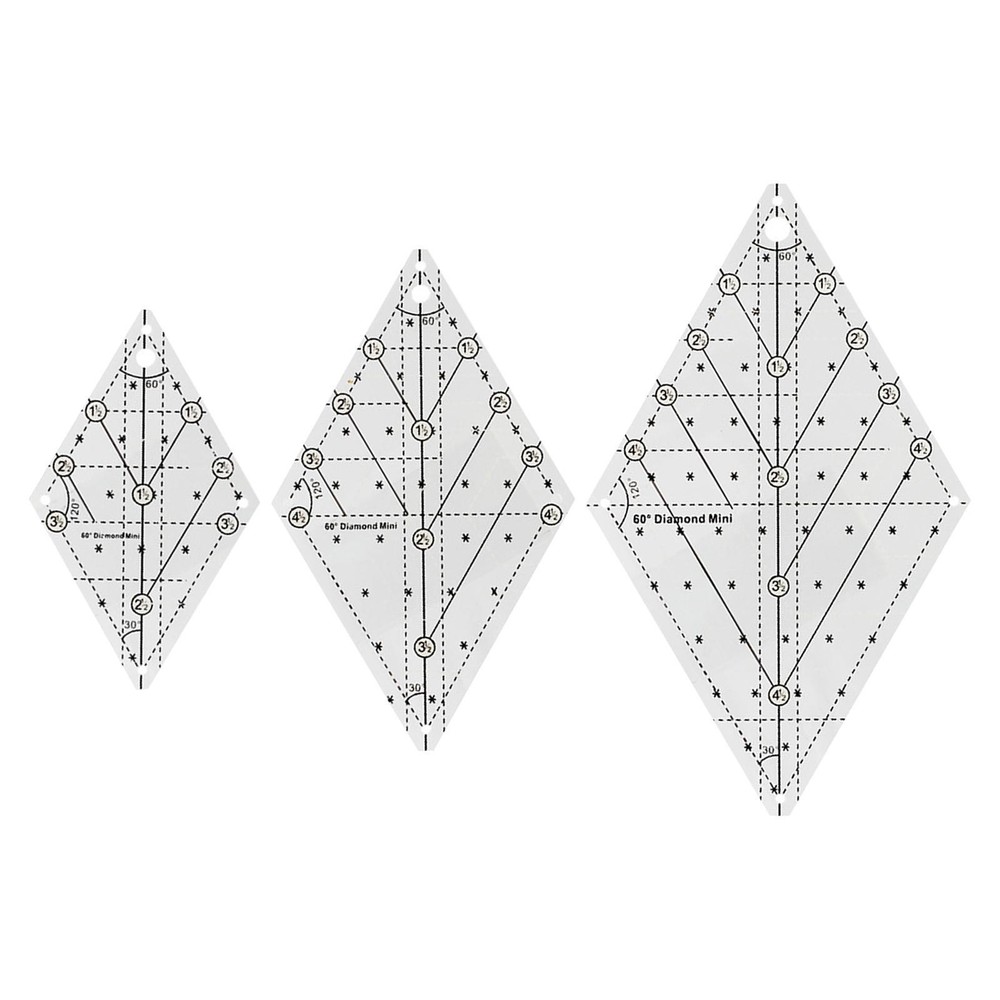 60 Degree Diamond Quilting Template Sewing Ruler Clear