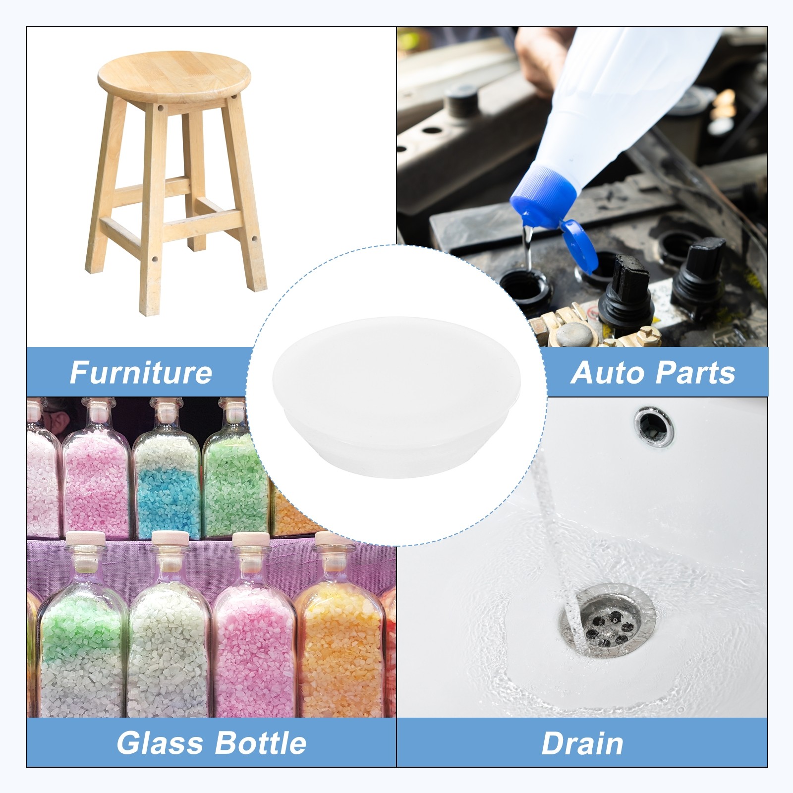 15Pcs Snug Plugs, Rubber Hole Plugs Fit 25mm (0.98 Inch) Hole Dia. Translucent