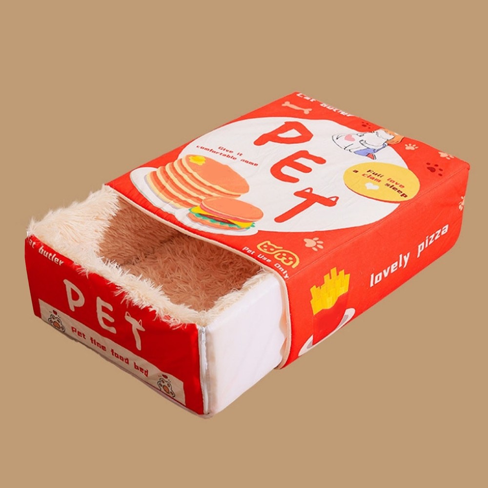 Snack Box Cat Bed Cartoon Rectangular Fully Enclosed Four Season Universal