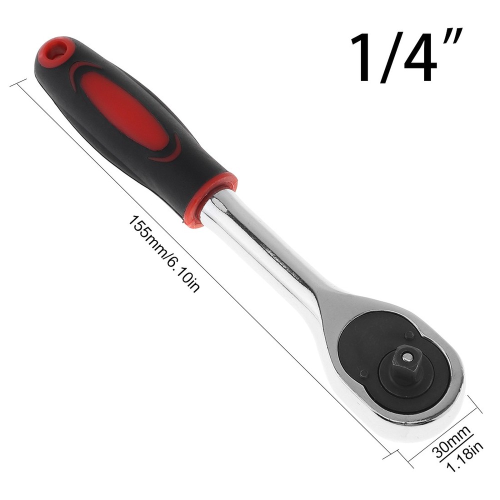 1/4" Drive Ratchet Socket Wrench Handle Quick-Release Spanner Auto Repair Toool