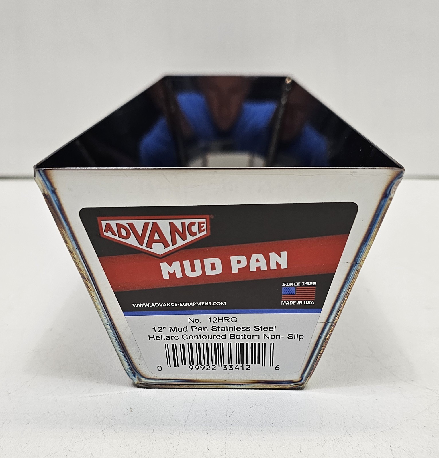 Advance Equipment 12HRG Non Slip Contoured Stainless Steel Heliarc Mud Pan, 12"