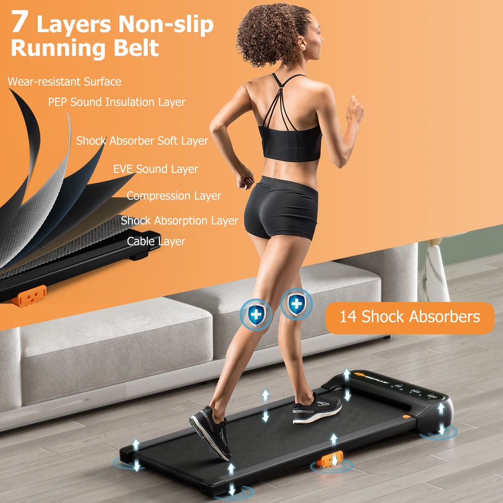 2-in-1 Walking Pad Treadmill Compact Walking Jogging Machine for Home Office