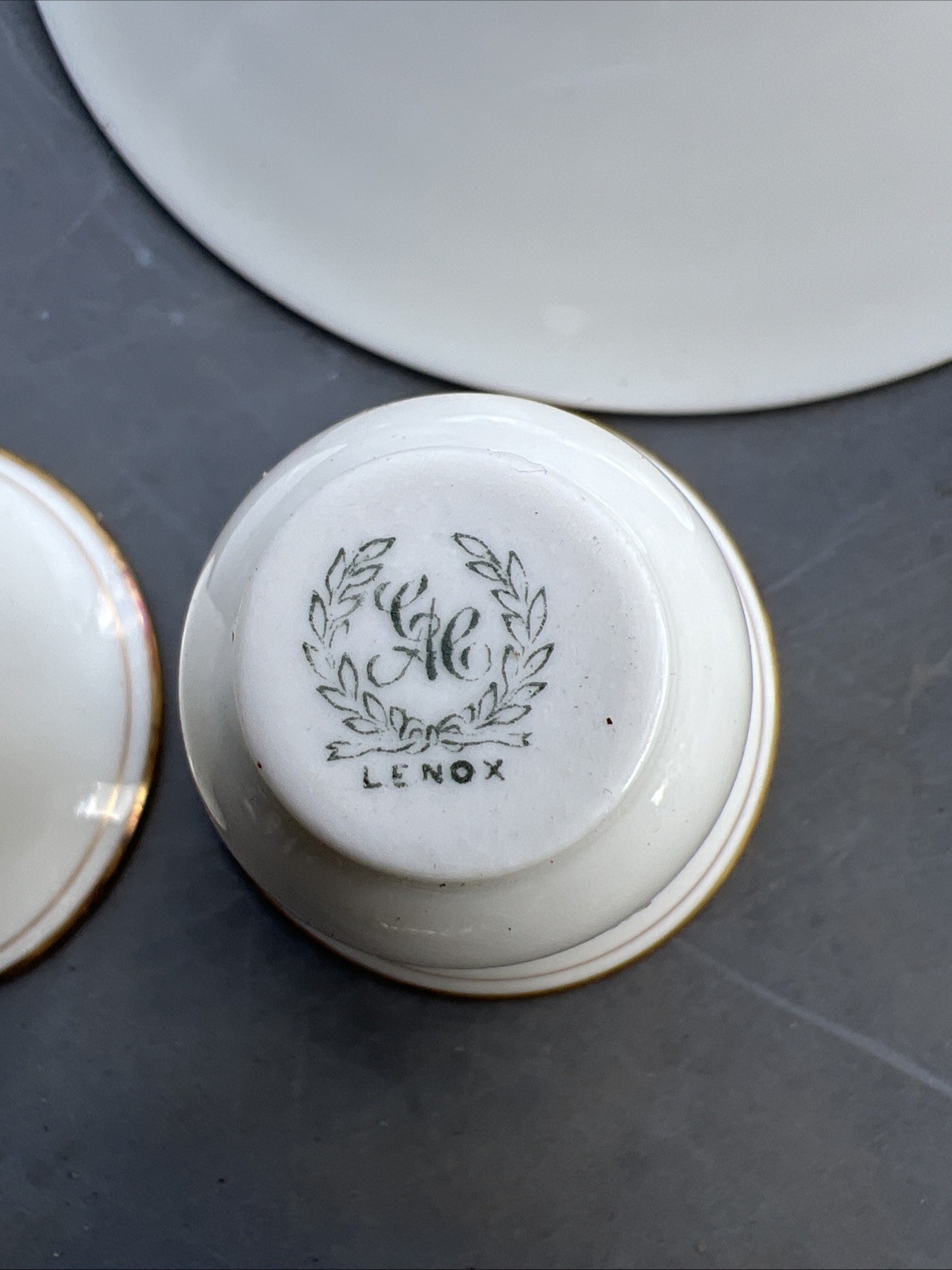 2 STERLING Silver (44.3g) SOLID SILVER + LENOX Cups & Saucers 1920-40 3”