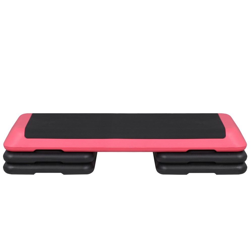 Aerobic Exercise Step Platform with 4''-6''-8'' Adjustable Risers Indoor Pink
