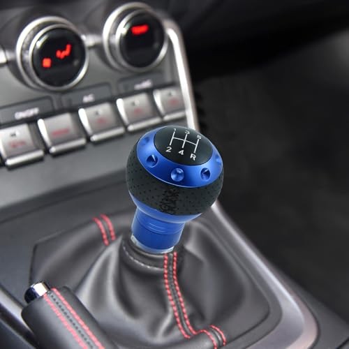 5 Speed Manual Shift Knob Leather Round Ball Gear Shifter Knobs Stick Blue