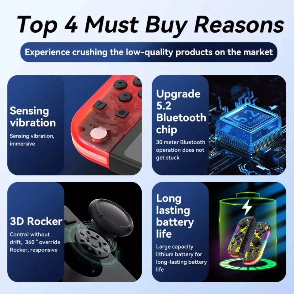 For Nintendo Switch Joy-con-Controller Left W/ Right Wireless Gamepad 1-Pair