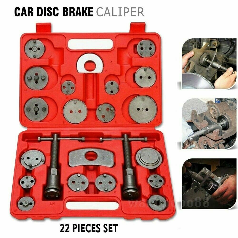 22pcs Universal Disc Brake Caliper Piston Wind Rewind Tool Hooks Gloves Case Set