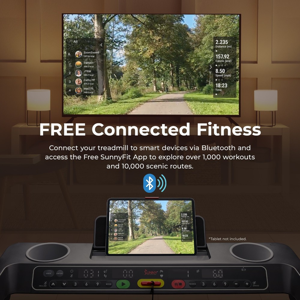 Fully Assembled Smart Treadmill One Click Quick Button Auto Incline Cushion Deck