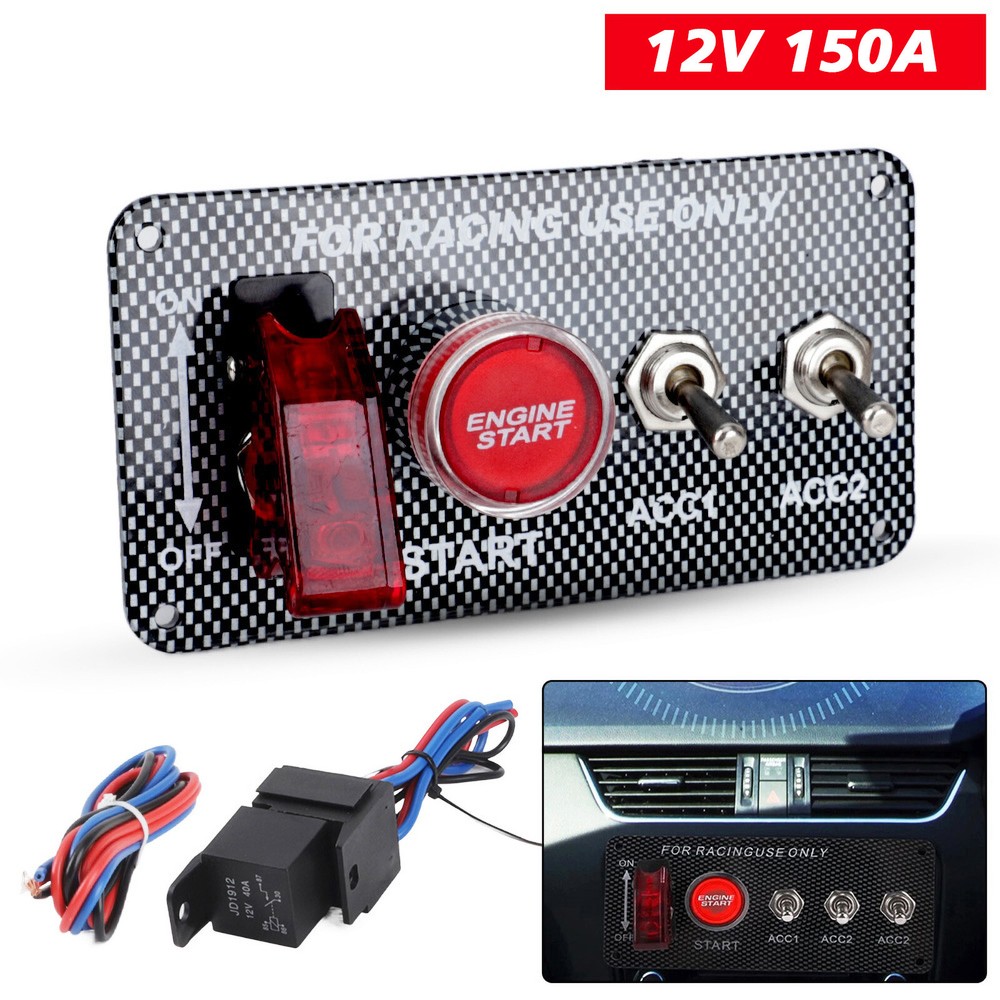 Racing Car Carbon Ignition Button Panel Engine Start Push Carbon Fiber Switch