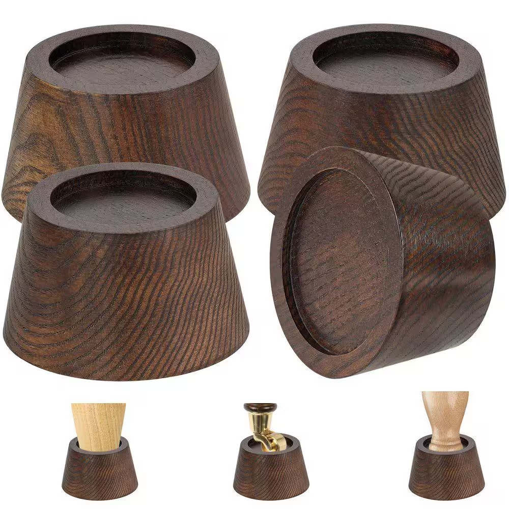 Adjustable Walnut Brown Bed Risers Furniture Risers, Square Table Desk Chair Ris