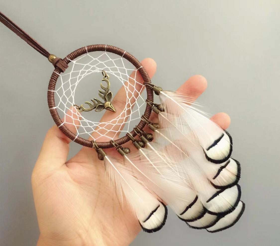 Dream Catcher Car Rearview Mirror Pendant Feather Decor Auto Ornament Hang Charm