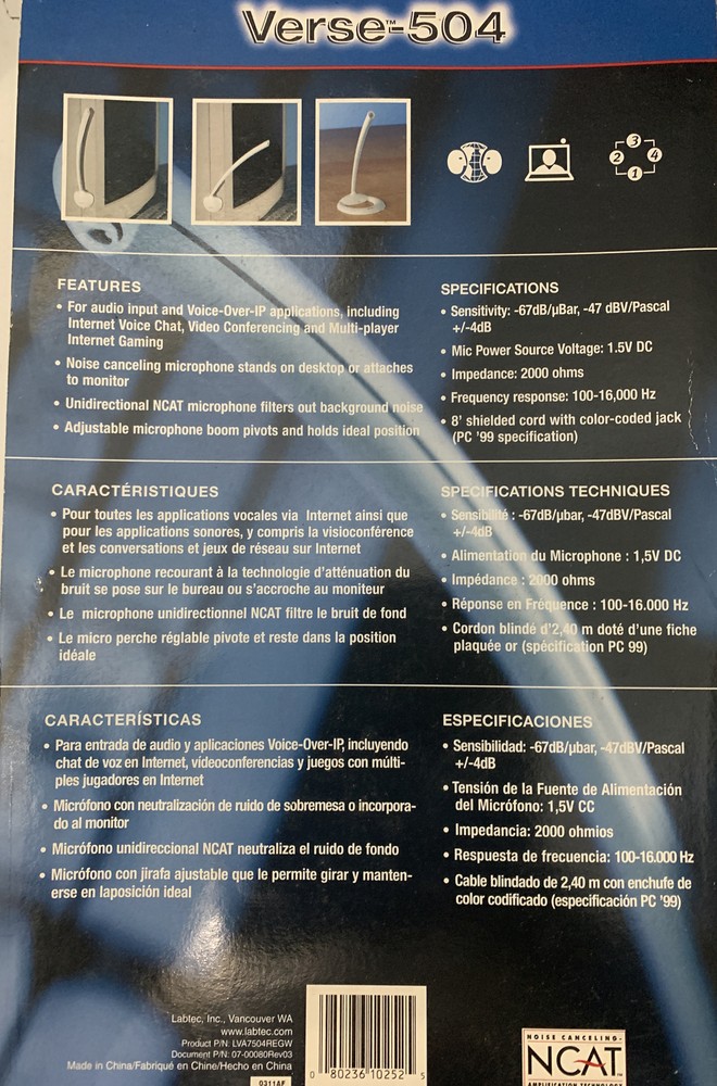 Labtec Verse 504 Condenser Cable Consumer Microphone