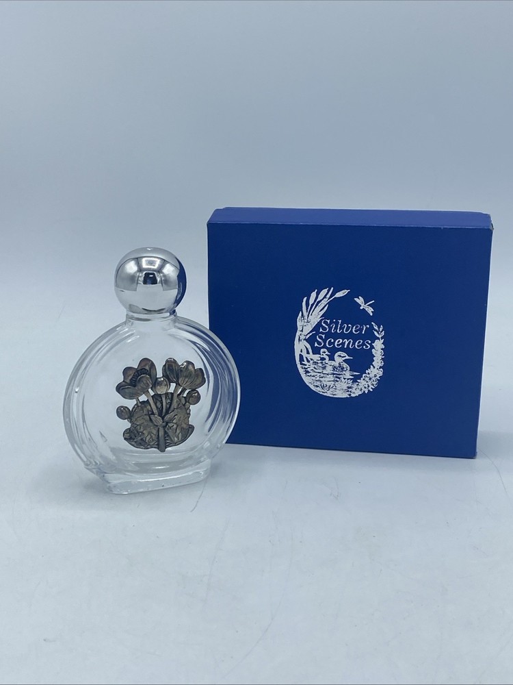 Silver Scenes Glass Perfume Bottle Boxed