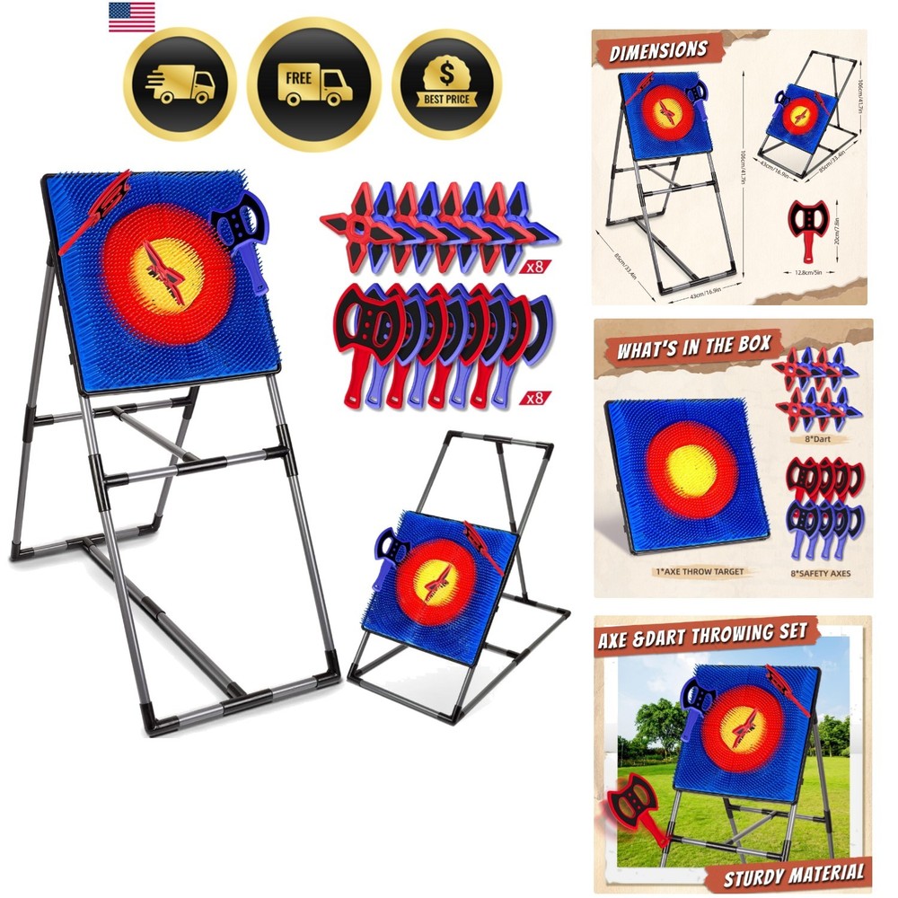 Axe Throwing Game for Backyard, Axe Throwing Target Set with 16 Throwing Axes...