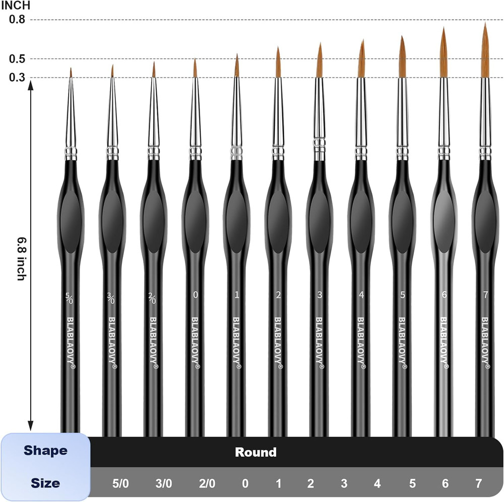 Detailing Paint Brush, 11 Pcs Miniature Paint Brushes with Triangular Handles, A