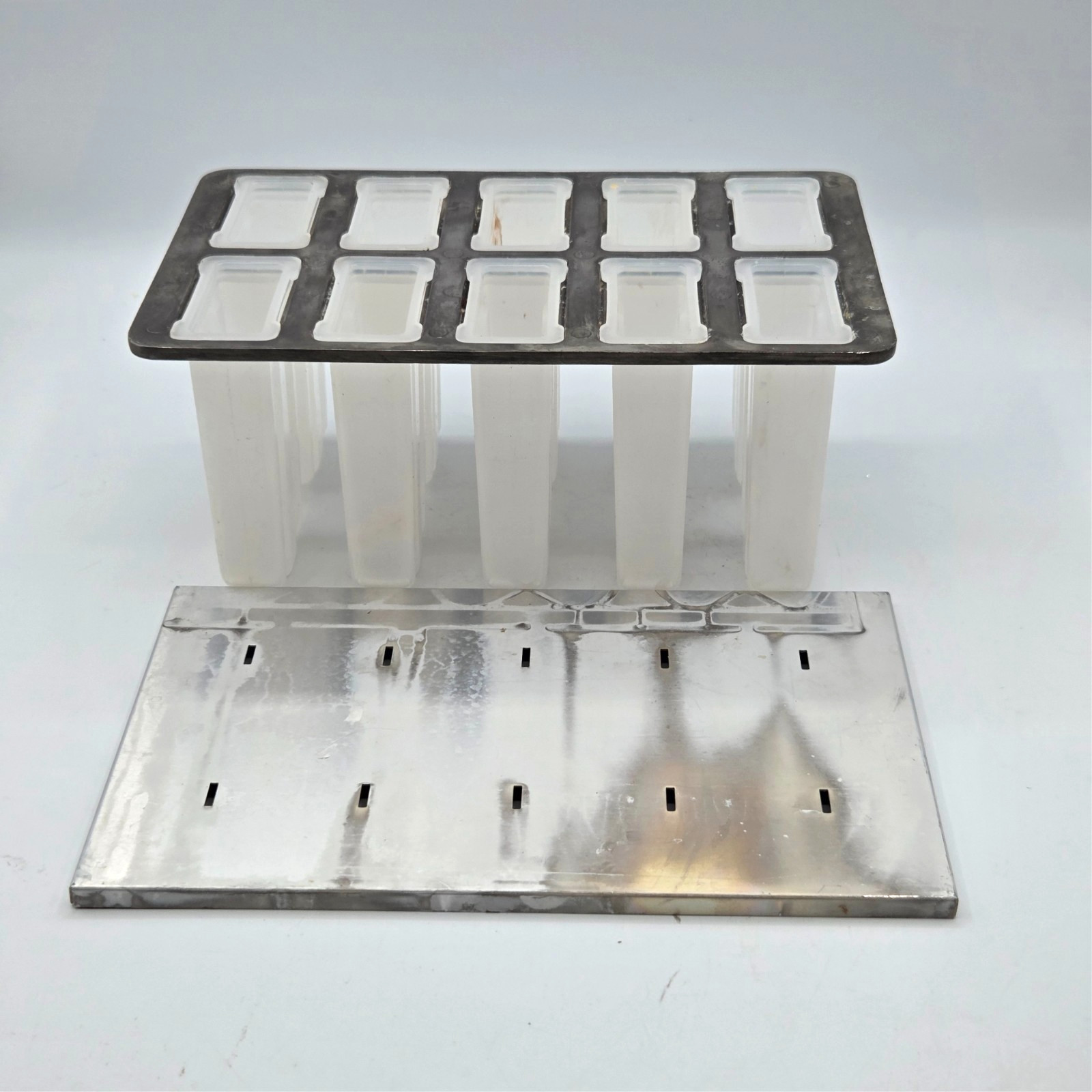 VINTAGE Stainless Steel And Plastic Popsicle Mold for 10 Ice Pops