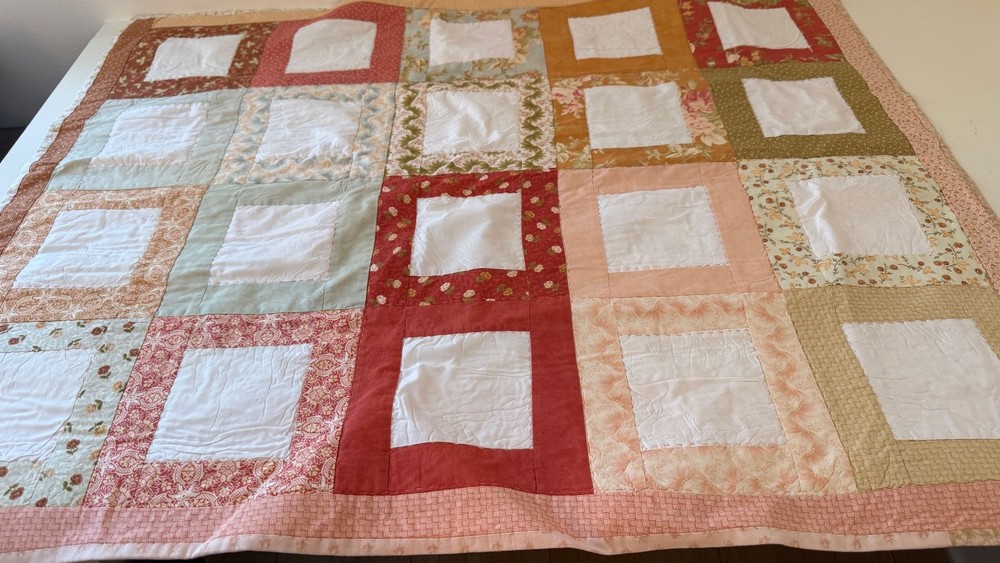 Vintage Hand Stiched Patchwork Child’s Crib Quilt  ZZ738