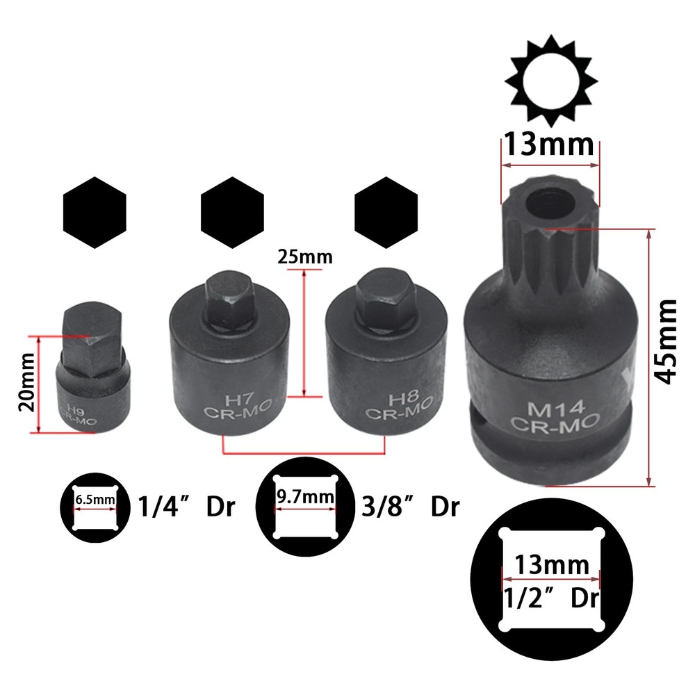 Yuesstloo 18PCS Brake Caliper Socket Set Kit, Adjusting Tools, 18pcs