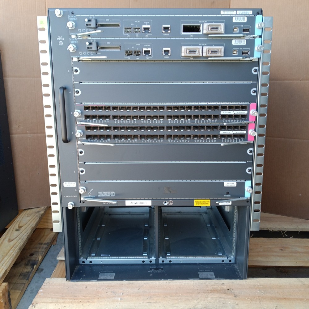 3Set Cisco Catalyst 6500-E Series WS-C6509 Chassis W/ Switch Modules 4024W power