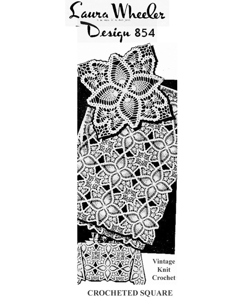 Vtg Crochet Pineapple Square Pattern, Cloth Spread Runner Mail Order Design 854