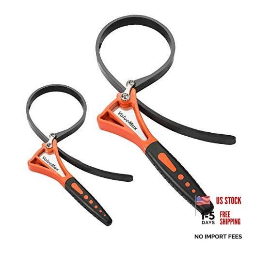 2-piece Rubber Strap Wrench Set, Adjustable Straps with Max Diameter 4"