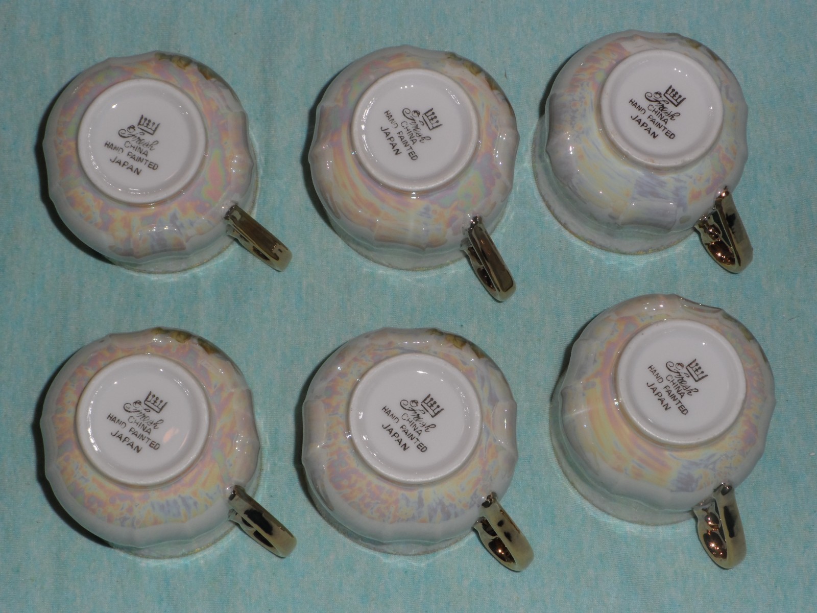 VINTAGE Fresh Iridescent China Tea Set-15 pcs-COMPLETE-Hand Painted Japan-BEAUTY