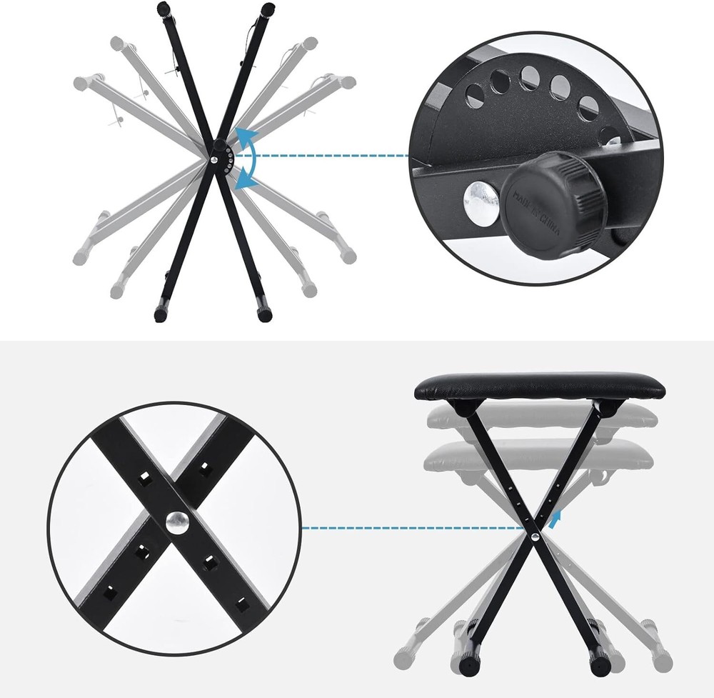 Double-X Keyboard Stand and Bench Set Adjustable tipatyard w/ Locking Straps