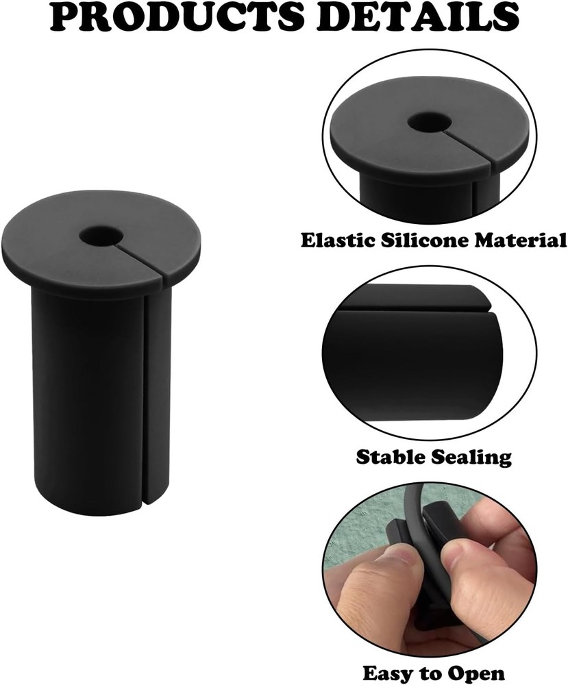 4Pcs Wall Cable Pass Through Grommets, Silicone Grommets Black