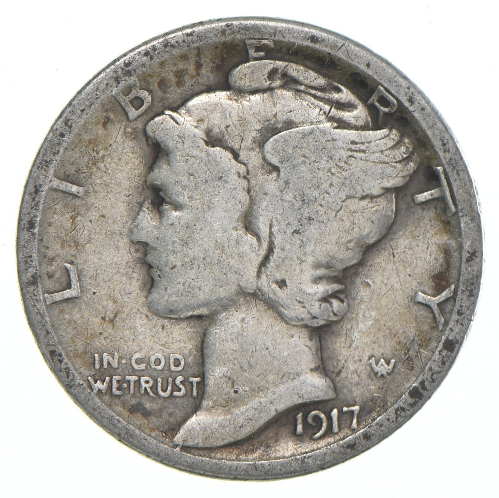 G+ 1917-S Mercury 90% Silver Dime