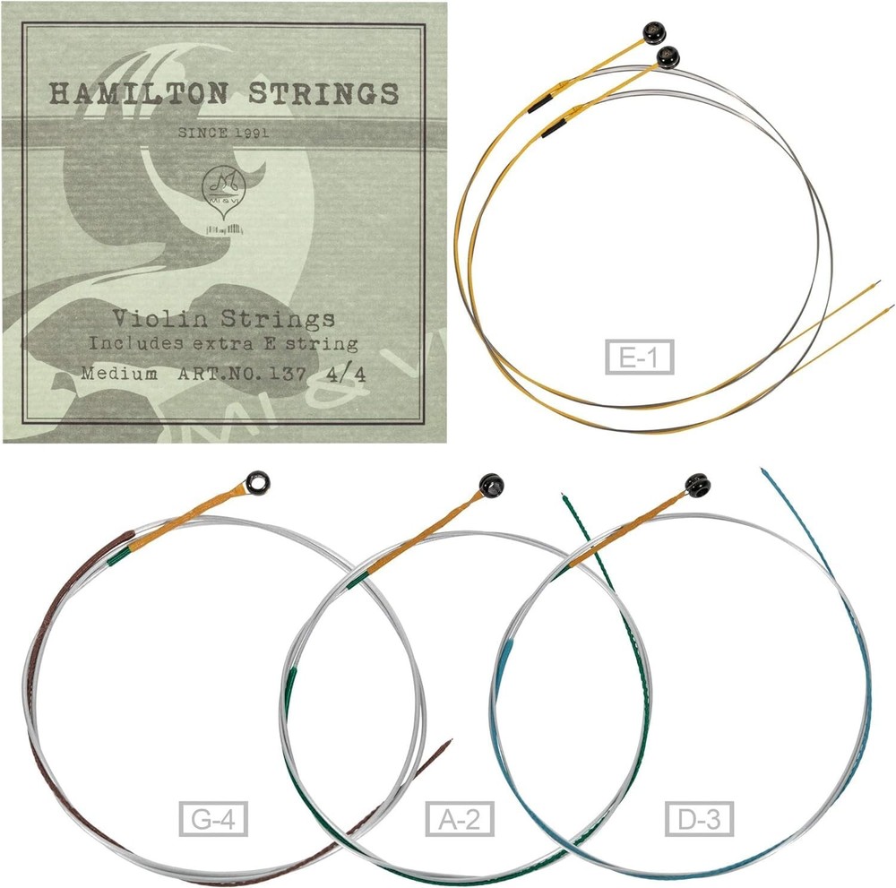 2x Hamilton Violin Strings 4/4 Full Set (GDAE) + Extra E - Germany Steel