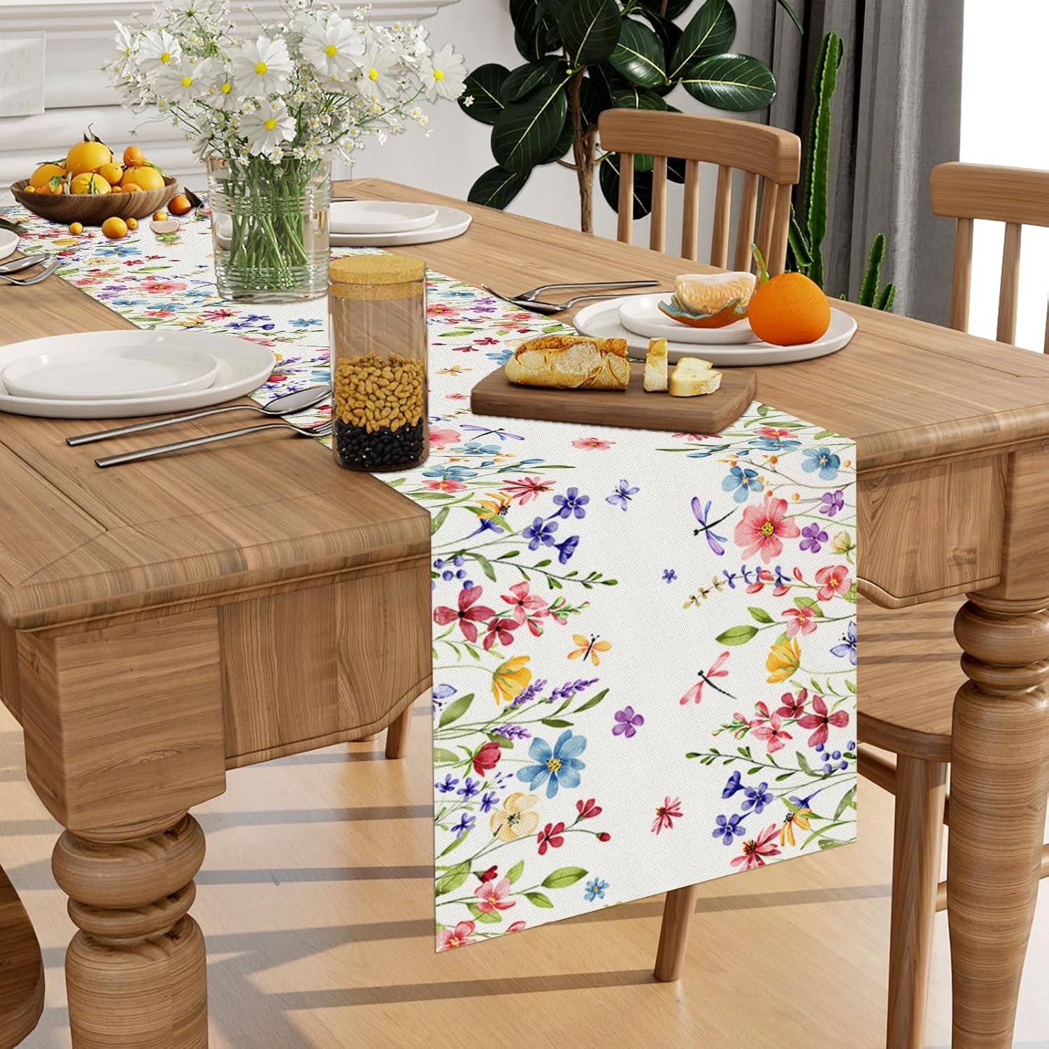 Flowers Spring Table Runner 13x72 Inch Spring Summer Easter Decorations and Supp