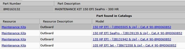 New / OEM Mercury 150 HP EFI 4Stroke 300 Hour Maintenance Kit - Part # 8M0163132