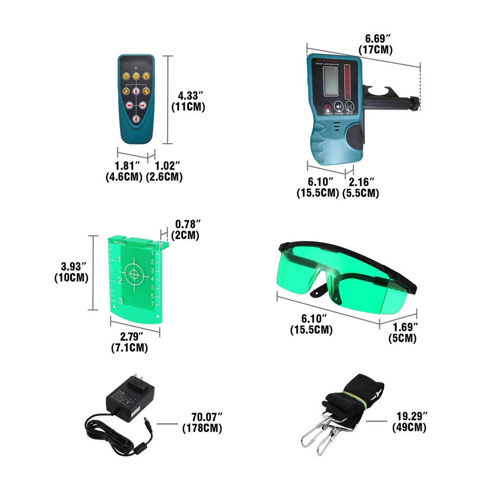 360° Rotary Rotating Laser Level Green Range Remote Automatic Self-Leveling 500M