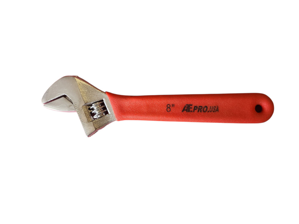 8" Red Soft Grip Adjustable Wrench up to 1"