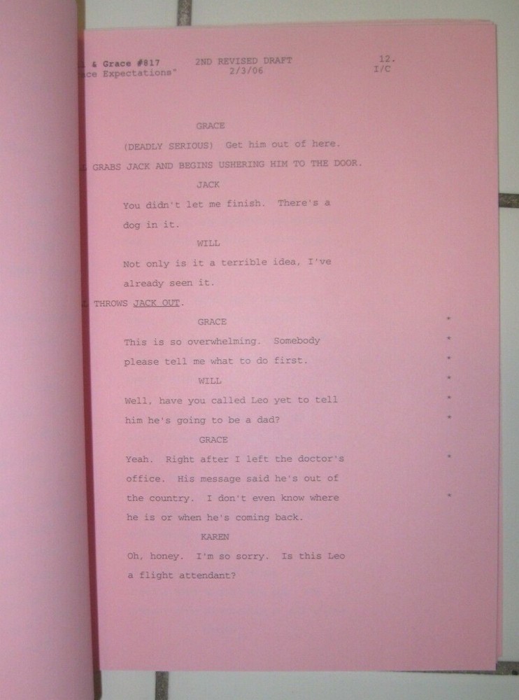 WILL & GRACE ORIGINAL SCRIPT FOR "GRACE EXPECTATIONS" REV. DRAFT SEASON 8 2006