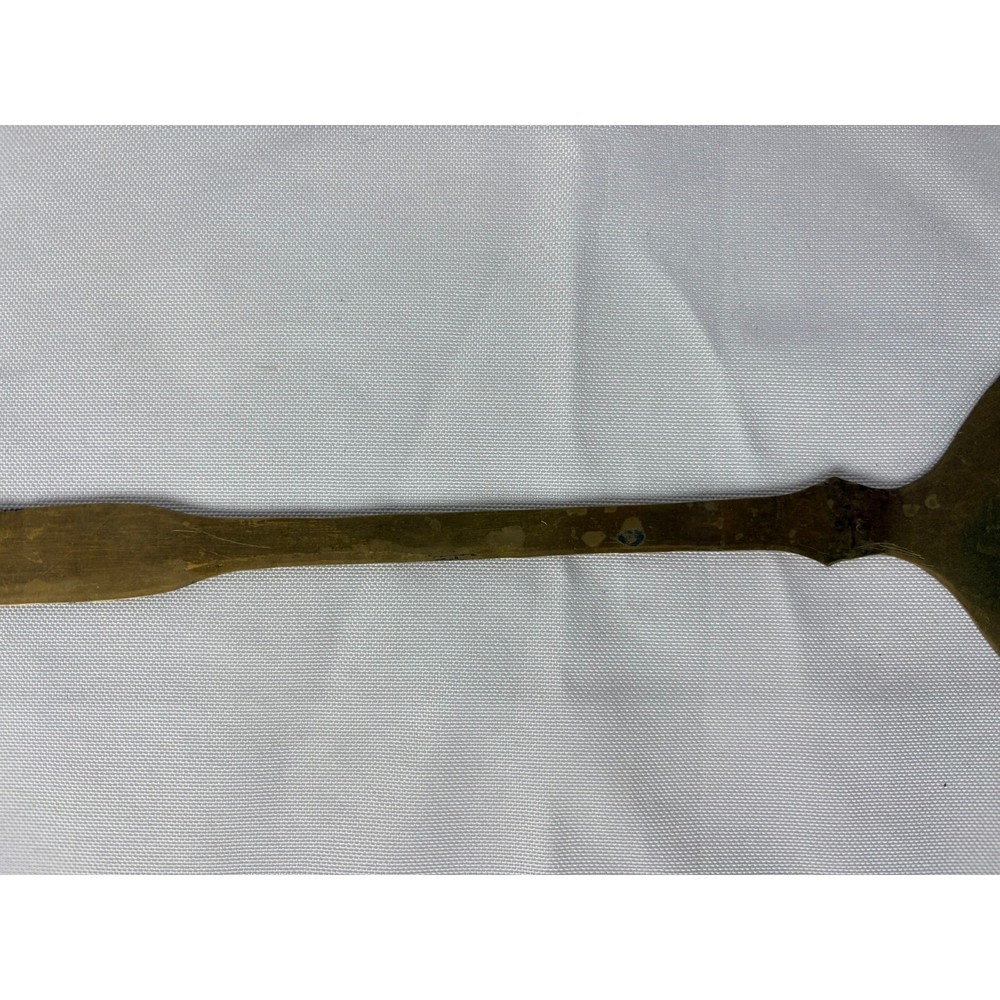 Vintage Brass Serving Fork Long Handle Hooked End Hearth Tool 11.25"