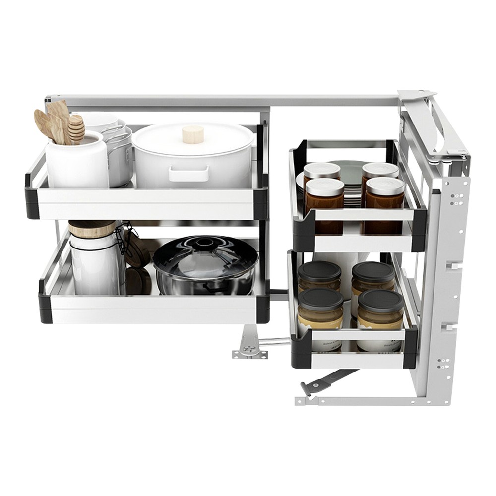 2 Tier Kitchen Blind Corner Basket Storage Organizer Soft Close Pull Out Cabinet