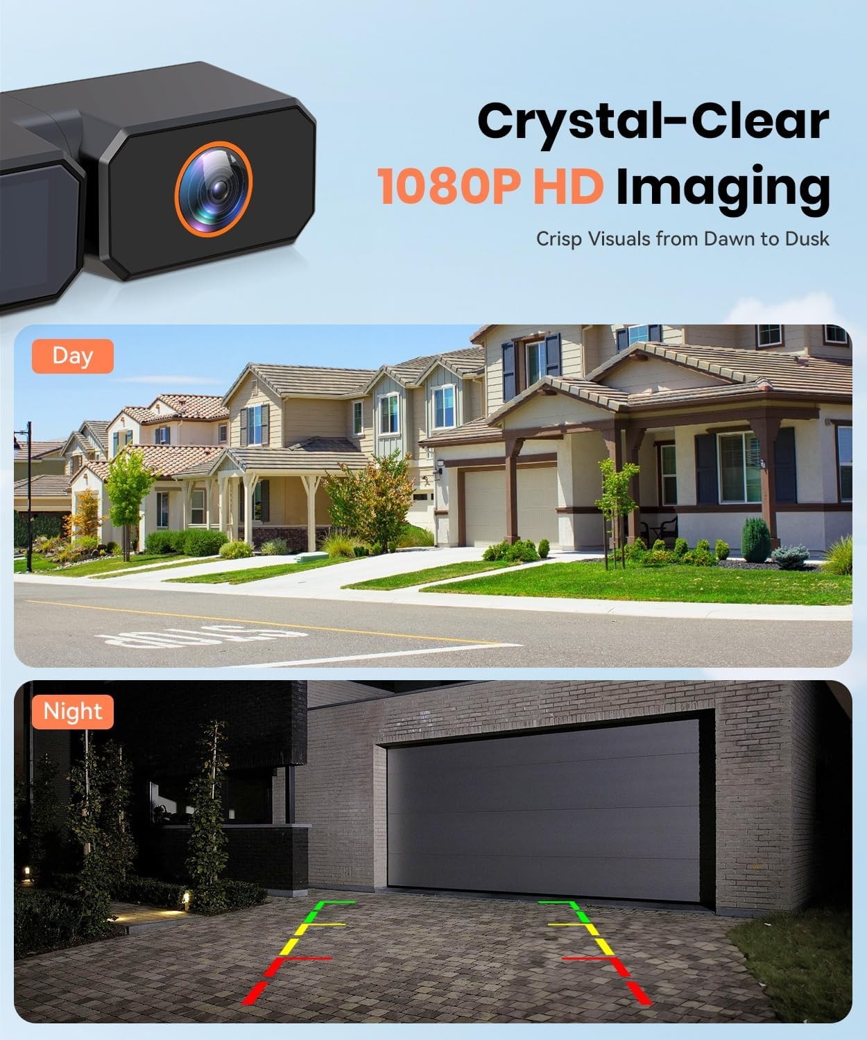 AUTO-VOX 7.2" 1080P DVR Solar Wireless Backup Camera System & 2 Channels Cameras