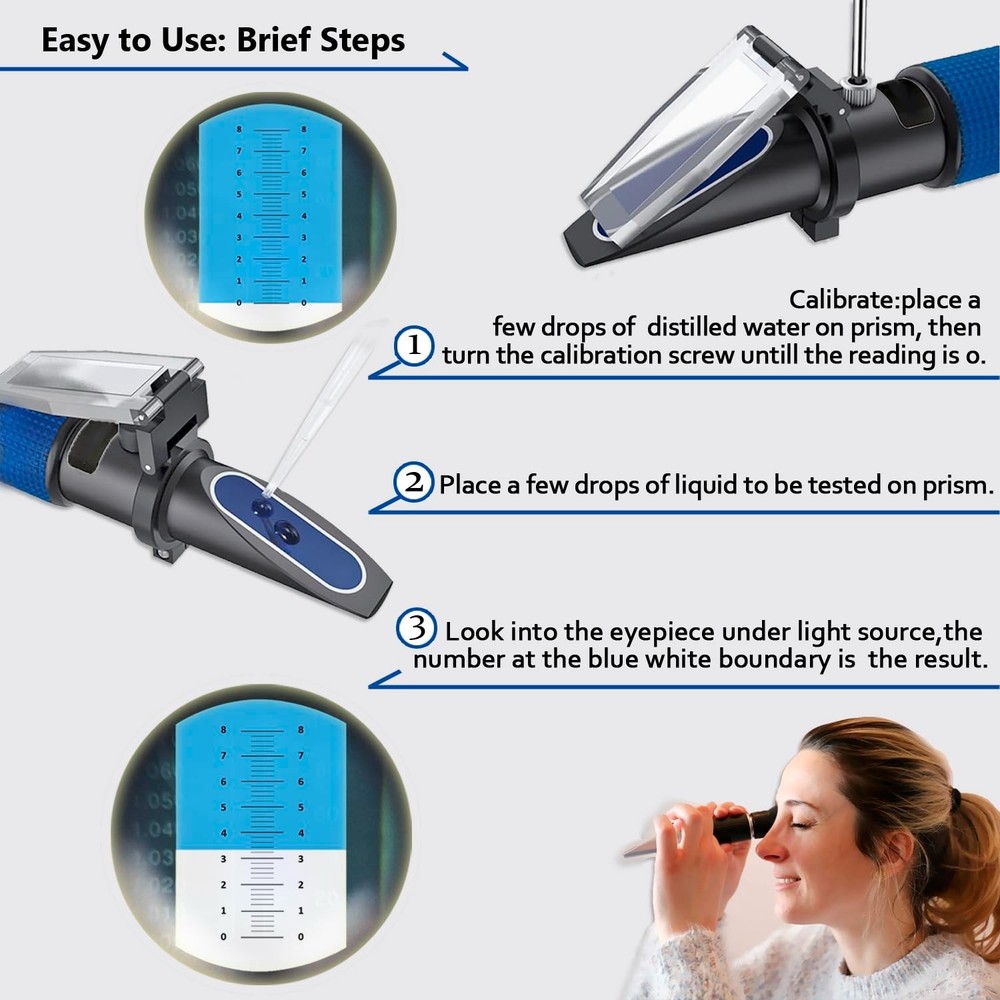 Refractometer Kit for Measuring Sugar in Fruits & Drinks